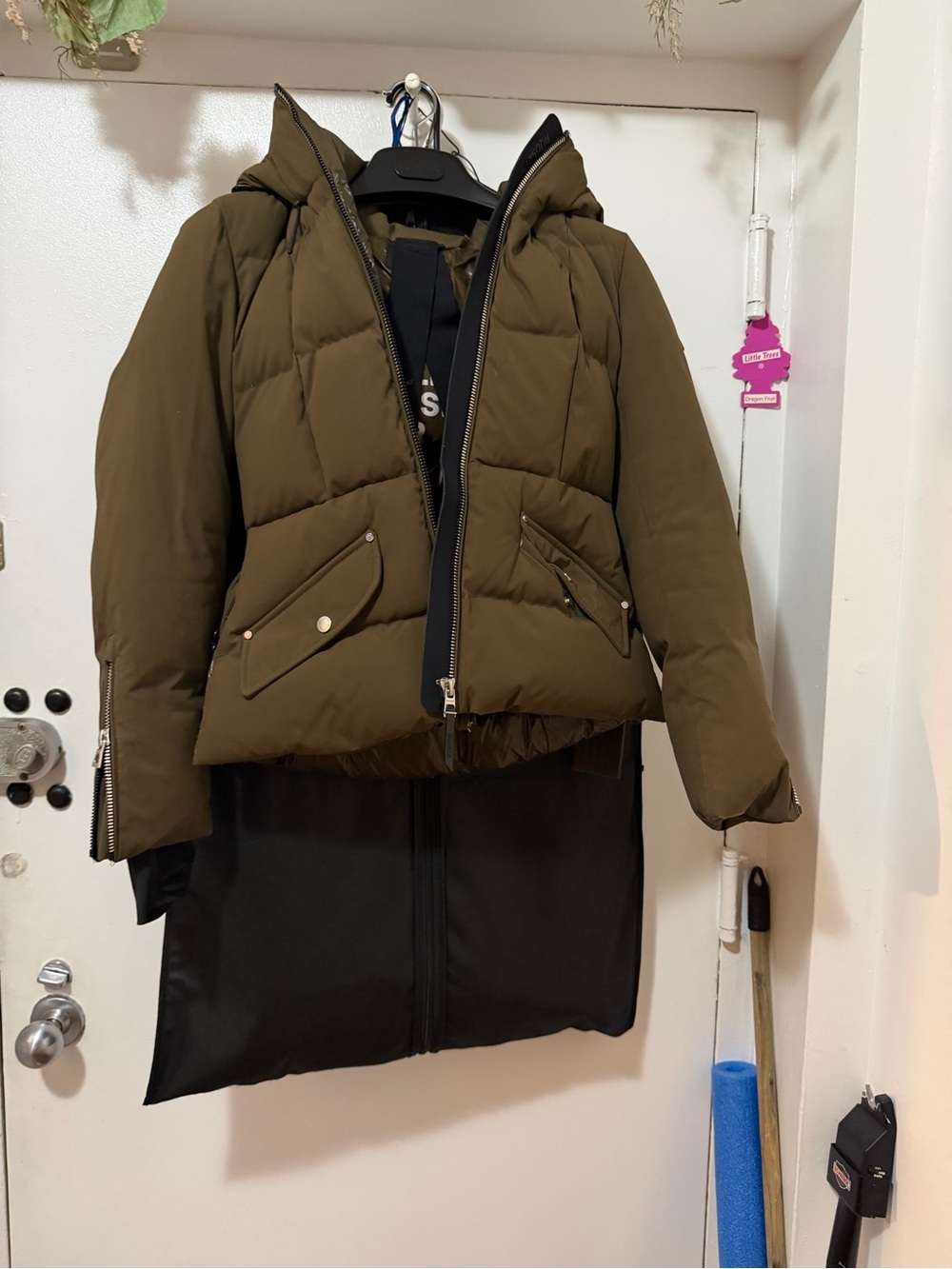RUDSAK Olive Green Shiny Quilted Puffer